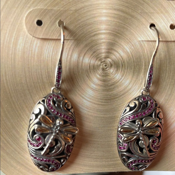 Devita Silver and Gold Earrings with Pink Accents - Picture 2 of 5